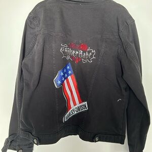 Riders by Lee Black Jean Jacket with Patriotic Patch